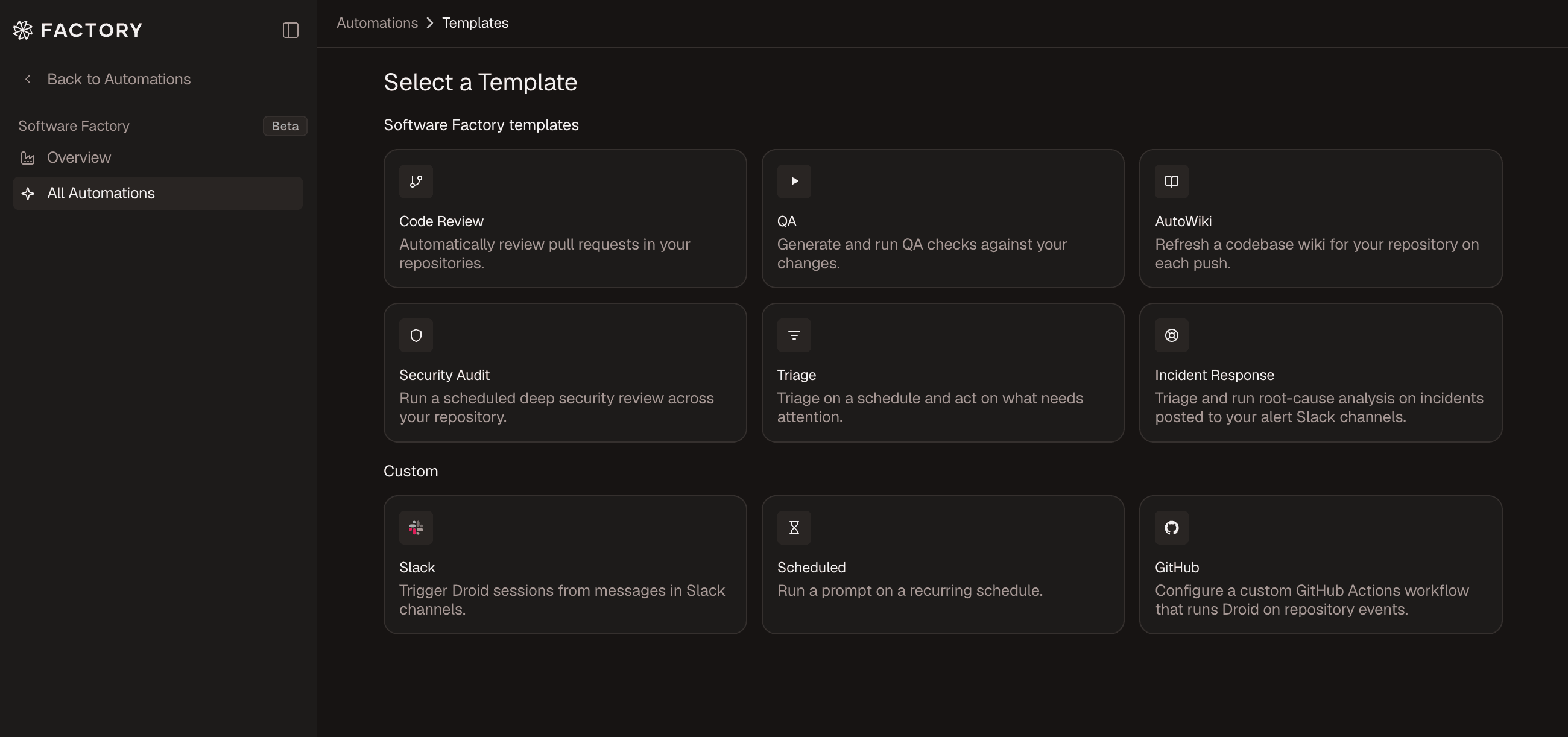 Automation template gallery